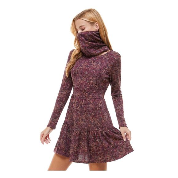 BEBOP Dresses & Skirts - BEBOP Womens Red Ruffled Tiered Plaid Long Sleeve Dress XS